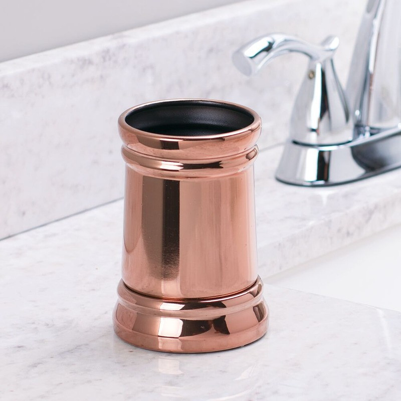 Idesign Sutton Tumbler Cup For Bathroom Vanity Countertops, Rose Gold
