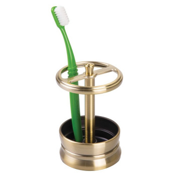 Idesign Sutton Toothbrush Holder Stand For Bathroom Vanity Or Countertop, Soft Brass