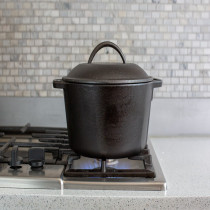Lodge 5 Quart Cast Iron Dutch Oven. Pre-Seasoned Pot With Lid And Dual Loop Handle, Black