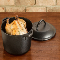 Lodge 5 Quart Cast Iron Dutch Oven. Pre-Seasoned Pot With Lid And Dual Loop Handle, Black