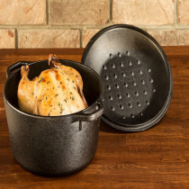 Lodge 5 Quart Cast Iron Dutch Oven. Pre-Seasoned Pot With Lid And Dual Loop Handle, Black