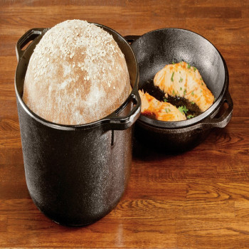 Lodge 5 Quart Cast Iron Double Dutch Oven, Black