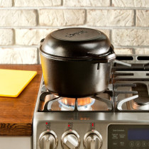Lodge 5 Quart Cast Iron Double Dutch Oven, Black