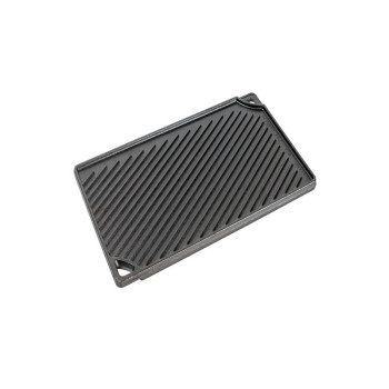 Lodge 42.55 X 24.13 Cm / 16.75 X 9.5 Inch Pre-Seasoned Cast Iron Rectangular Reversible Grill/Griddle, Black