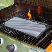 Lodge 42.55 X 24.13 Cm / 16.75 X 9.5 Inch Pre-Seasoned Cast Iron Rectangular Reversible Grill/Griddle, Black