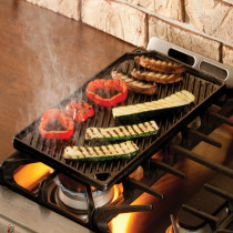 Lodge 42.55 X 24.13 Cm / 16.75 X 9.5 Inch Pre-Seasoned Cast Iron Rectangular Reversible Grill/Griddle, Black