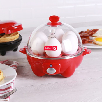 Dash Rapid Egg Cooker: 6 Egg Capacity Electric Egg Cooker For Hard Boiled Eggs, Poached Eggs, Scrambled Eggs, Or Omelets With Auto Shut Off Feature, Red