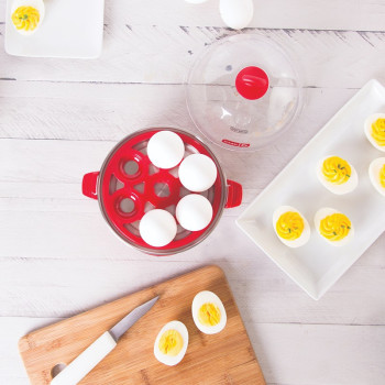 Dash Rapid Egg Cooker: 6 Egg Capacity Electric Egg Cooker For Hard Boiled Eggs, Poached Eggs, Scrambled Eggs, Or Omelets With Auto Shut Off Feature, Red