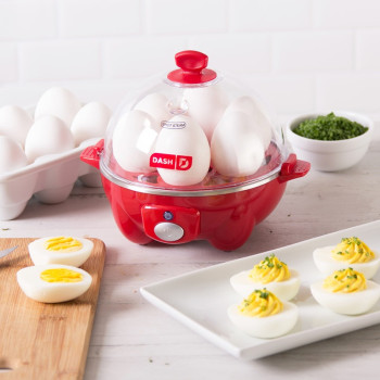 Dash Rapid Egg Cooker: 6 Egg Capacity Electric Egg Cooker For Hard Boiled Eggs, Poached Eggs, Scrambled Eggs, Or Omelets With Auto Shut Off Feature, Red