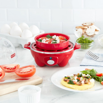 Dash Rapid Egg Cooker: 6 Egg Capacity Electric Egg Cooker For Hard Boiled Eggs, Poached Eggs, Scrambled Eggs, Or Omelets With Auto Shut Off Feature, Red