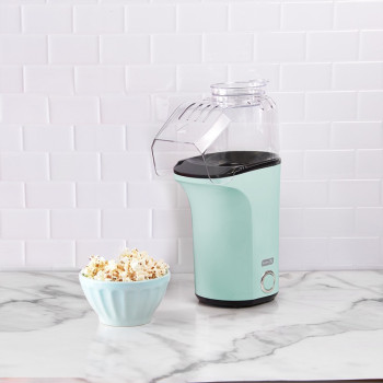 Dash Hot Air Popcorn Popper Maker With Measuring Cup To Portion Popping Corn Kernels + Melt Butter, 16 Cups, Aqua