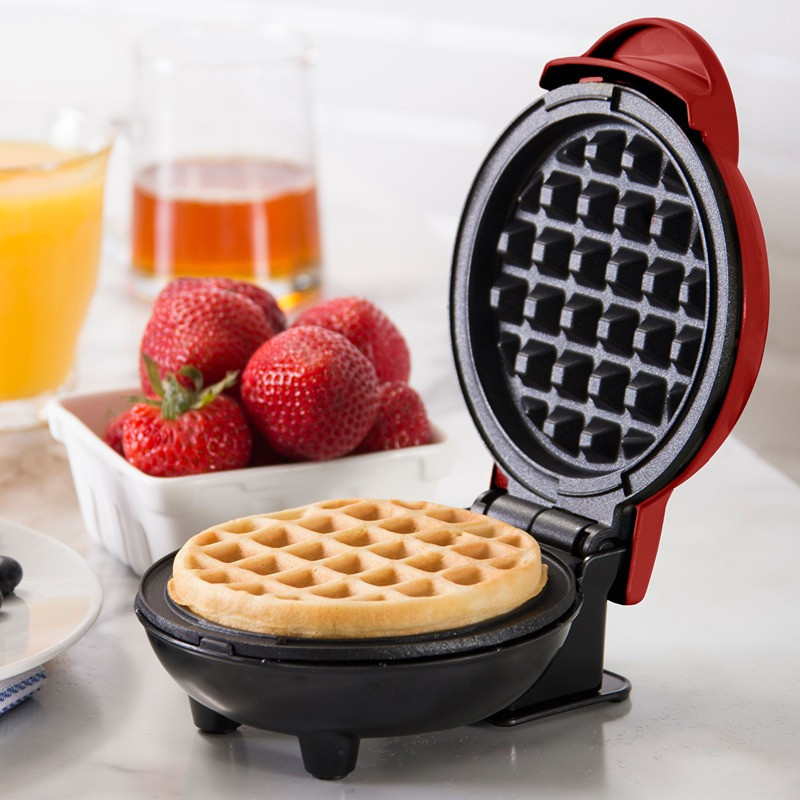 Dash Mini Waffle Maker Machine For Individuals, Paninis, Hash Browns, And Other On The Go Breakfast, Lunch, Or Snacks With Easy To Clean, Non-Stick Sides, 4 Inch, Red