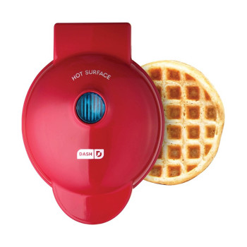 Dash Mini Waffle Maker Machine For Individuals, Paninis, Hash Browns, And Other On The Go Breakfast, Lunch, Or Snacks With Easy To Clean, Non-Stick Sides, 4 Inch, Red