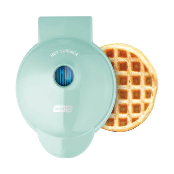 Dash Mini Waffle Maker Machine For Individuals, Paninis, Hash Browns, And Other On The Go Breakfast, Lunch, Or Snacks With Easy To Clean, Non-Stick Sides, 4 Inch, Aqua