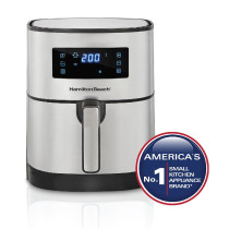 Hamilton Beach Digital Air Fryer 5.6L Capacity With 8 Pre-Sets For Air Fry, Roast, Bake, Reheat Quick Easy Meals, 1700W, Easy To Clean Non-Stick Basket With Crisper, 2 Years Warranty, 35075-Me