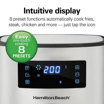 Hamilton Beach Digital Air Fryer 5.6L Capacity With 8 Pre-Sets For Air Fry, Roast, Bake, Reheat Quick Easy Meals, 1700W, Easy To Clean Non-Stick Basket With Crisper, 2 Years Warranty, 35075-Me