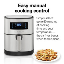 Hamilton Beach Digital Air Fryer 5.6L Capacity With 8 Pre-Sets For Air Fry, Roast, Bake, Reheat Quick Easy Meals, 1700W, Easy To Clean Non-Stick Basket With Crisper, 2 Years Warranty, 35075-Me