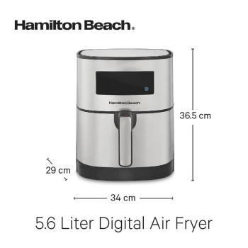 Hamilton Beach Digital Air Fryer 5.6L Capacity With 8 Pre-Sets For Air Fry, Roast, Bake, Reheat Quick Easy Meals, 1700W, Easy To Clean Non-Stick Basket With Crisper, 2 Years Warranty, 35075-Me