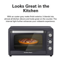 Hamilton Beach 55L 2200W Convection Toaster Oven With Rotisserie Grill, Double Walled Glass, Oyster Grey Color, 6 Accessories, 6 Functions, Max 230 Degree Temp and 60 Mins Timer, 2 Years Warranty, CTGL55-ME
