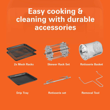 Hamilton Beach 12L Digital Air Fryer Oven, 16 Cooking Modes And 7 Accessories To Airfry, Bake, Roast, Rotisserie Grill, Toast, Dehydrate, Defrost, Reheat, Keep Warm, 2 Years Limited Warranty, Af1212-Me