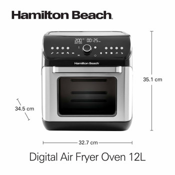 Hamilton Beach 12L Digital Air Fryer Oven, 16 Cooking Modes And 7 Accessories To Airfry, Bake, Roast, Rotisserie Grill, Toast, Dehydrate, Defrost, Reheat, Keep Warm, 2 Years Limited Warranty, Af1212-Me