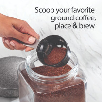 Hamilton Beach The Scoop Single-Serve Coffee Maker, Brews 250-410 Ml Cups Coffee In Mins, 2 Metal Filters, 2 Brew Settings, Adjustable Mug Stand, Stainless Steel, 1400W, 2 Years Warranty, 49981-SAU