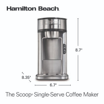 Hamilton Beach The Scoop Single-Serve Coffee Maker, Brews 250-410 Ml Cups Coffee In Mins, 2 Metal Filters, 2 Brew Settings, Adjustable Mug Stand, Stainless Steel, 1400W, 2 Years Warranty, 49981-SAU
