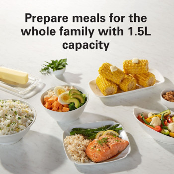 Hamilton Beach 1.5L Rice Cooker & Steamer, 16 Cups Cooked (8 Cups Uncooked) Rice Capacity, Removable Easy To Clean Non-Stick Pot, One-Touch Healthy Cooked Meals, 500W, 2 Year Warranty, Black, 37517-Me