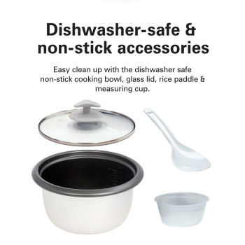 Hamilton Beach 1.5L Rice Cooker & Steamer, 16 Cups Cooked (8 Cups Uncooked) Rice Capacity, Removable Easy To Clean Non-Stick Pot, One-Touch Healthy Cooked Meals, 500W, 2 Year Warranty, Black, 37517-Me