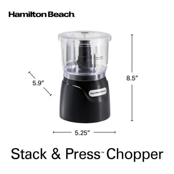 Hamilton Beach Stack and Press Food Chopper, 710 Ml / 3 Cup Capacity, 350W, Chop, Puree, Emulsify, Easy Cleaning With Removable Bowl And Blade, Cord Wrap For Easy Storage, 2 Years Warranty, 72850-ME