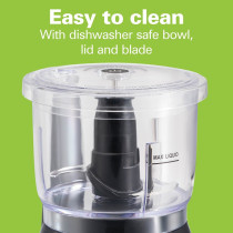 Hamilton Beach Stack and Press Food Chopper, 710 Ml / 3 Cup Capacity, 350W, Chop, Puree, Emulsify, Easy Cleaning With Removable Bowl And Blade, Cord Wrap For Easy Storage, 2 Years Warranty, 72850-ME