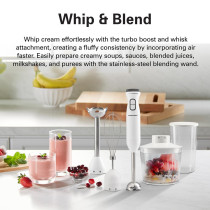 Hamilton Beach 600W Hand Blender With 500Ml Chopper, Whisker, 700Ml Beaker, Variable Speed Dial And Turbo Boost - Blend, Whip, Chop, Mix And Puree All In One, 2 Storage Lids, 2 Years Warranty, Hb6040-Me
