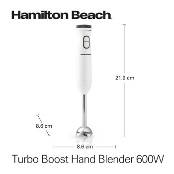 Hamilton Beach 600W Hand Blender With 500Ml Chopper, Whisker, 700Ml Beaker, Variable Speed Dial And Turbo Boost - Blend, Whip, Chop, Mix And Puree All In One, 2 Storage Lids, 2 Years Warranty, Hb6040-Me