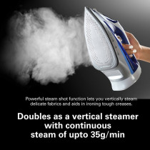 Hamilton Beach Steam Iron 2500W, Ceramic Soleplate, Auto-Shut Off, Vertical Steam,35G/Min Steam,Water Spray,Steam Shot, Dry, Eco And Max Settings, 300Ml, Anti-Drip, Anti-Calc, Self Clean, 2 Yrs Warranty