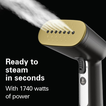 Hamilton Beach Professional Handheld Garment Steamer With Fabric Brush, Upto 1740W And 28G/Min Powerful Steam Flow, 2 Steam Modes, 300Ml Capacity, Ergonomic Handle, 6Ft Cord, 2 Years Warranty, 11590-Me