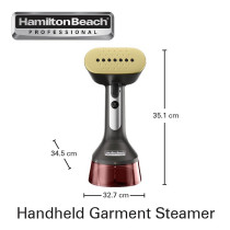Hamilton Beach Professional Handheld Garment Steamer With Fabric Brush, Upto 1740W And 28G/Min Powerful Steam Flow, 2 Steam Modes, 300Ml Capacity, Ergonomic Handle, 6Ft Cord, 2 Years Warranty, 11590-Me