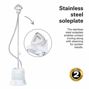 Hamilton Beach Garment Steamer With Fabric Brush, 1700W, 38G/Min Steam Flow, 4 Steam Modes, Stainless Steel Soleplate, 1700Ml Tank, 45 Mins Steam Without Breaks, 2 Way Clothes Rail, 2 Yrs Warranty