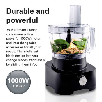 Hamilton Beach Food Processor 1000W, 3.5L Bowl And 11 Attachments - Blender, Citrus Juicer, Grinder Mill, Chopper And More To Knead Dough, Emulsify, French Fry Slice And Grate, 2 Years Warranty, Fp1012-Me