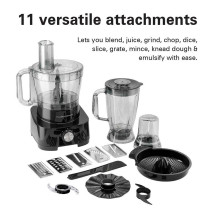 Hamilton Beach Food Processor 1000W, 3.5L Bowl And 11 Attachments - Blender, Citrus Juicer, Grinder Mill, Chopper And More To Knead Dough, Emulsify, French Fry Slice And Grate, 2 Years Warranty, Fp1012-Me