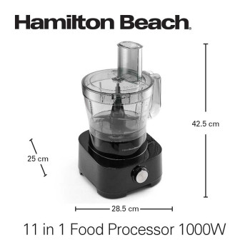Hamilton Beach Food Processor 1000W, 3.5L Bowl And 11 Attachments - Blender, Citrus Juicer, Grinder Mill, Chopper And More To Knead Dough, Emulsify, French Fry Slice And Grate, 2 Years Warranty, Fp1012-Me