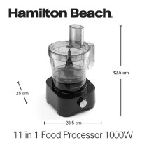 Hamilton Beach Food Processor 1000W, 3.5L Bowl And 11 Attachments - Blender, Citrus Juicer, Grinder Mill, Chopper And More To Knead Dough, Emulsify, French Fry Slice And Grate, 2 Years Warranty, Fp1012-Me