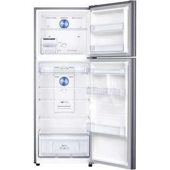 Samsung Tmf Refrigerator, Twin Cooling PlUS, Tempered Glass Shelves, Dit Silver Finish, 384 Litres, 20 Year Warranty on Digital Inverter Compressor