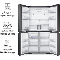 Samsung 602 Liters Net Capacity  French side by side Refrigerator, RF65A90TEB1/AE, Black DOI, Triple Cooling Precise Cooling, 20 Year Warranty on Digital Inverter Compressor