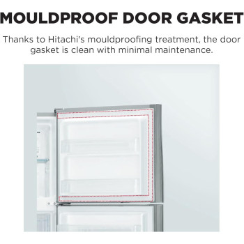 Hitachi 256L Gross Top Mount Double Door Refrigerator RH330PUK7KBSL, 2 Doors No Frost Fridge Freezer, High Power Inverter Compressor, Brilliant Silver