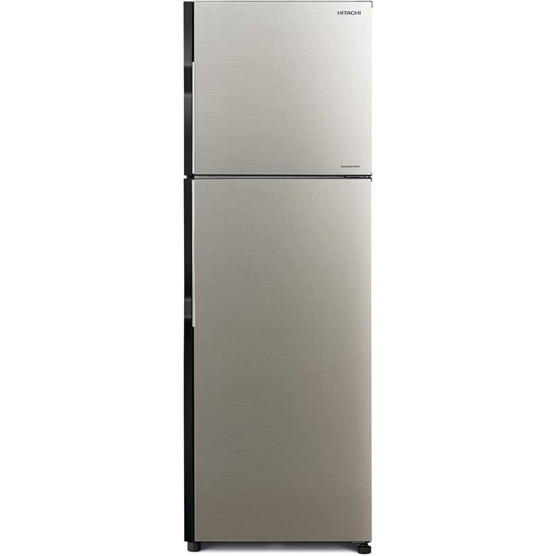 Hitachi 256L Gross Top Mount Double Door Refrigerator RH330PUK7KBSL, 2 Doors No Frost Fridge Freezer, High Power Inverter Compressor, Brilliant Silver