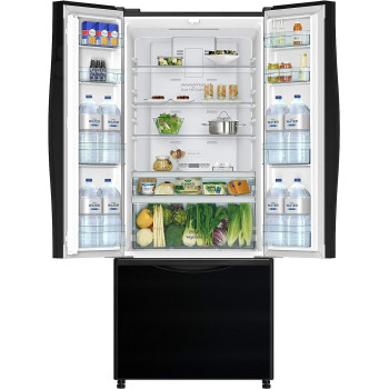 Hitachi 710L Gross Side by Side Bottom Freezer Refrigerator RWB710PUK9GBK, 10 Year Warranty on Inverter Compressor, Glass Black