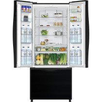 Hitachi 710L Gross Side by Side Bottom Freezer Refrigerator RWB710PUK9GBK, 10 Year Warranty on Inverter Compressor, Glass Black