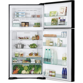 Hitachi 715L Gross Top Mount Double Door Refrigerator RV715PUK7KPSV, 10-Year Warranty on Inverter Compressor, Premium Silver