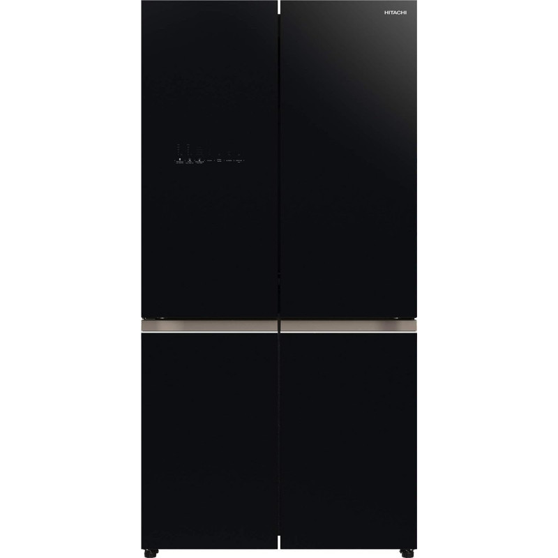 Hitachi 720L Gross Side by Side 4 Door Premium Refrigerator RWB720VUK0GBK,10 Year Warranty on Inverter Compressor, Glass Black