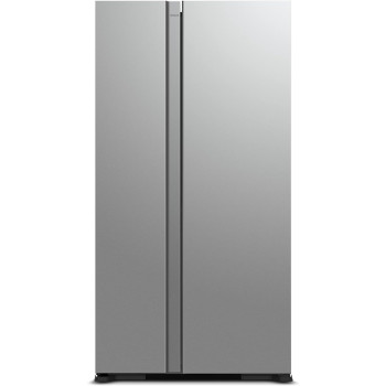 Hitachi 700L Gross Side by Side 2 Door Refrigerator RS700PUK0GBS, 10 Year Warranty on Inverter Compressor, Glass Silver